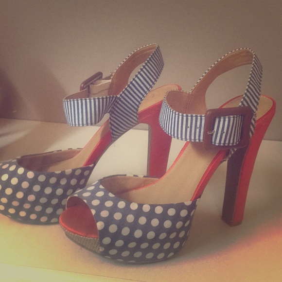 red white blue heels